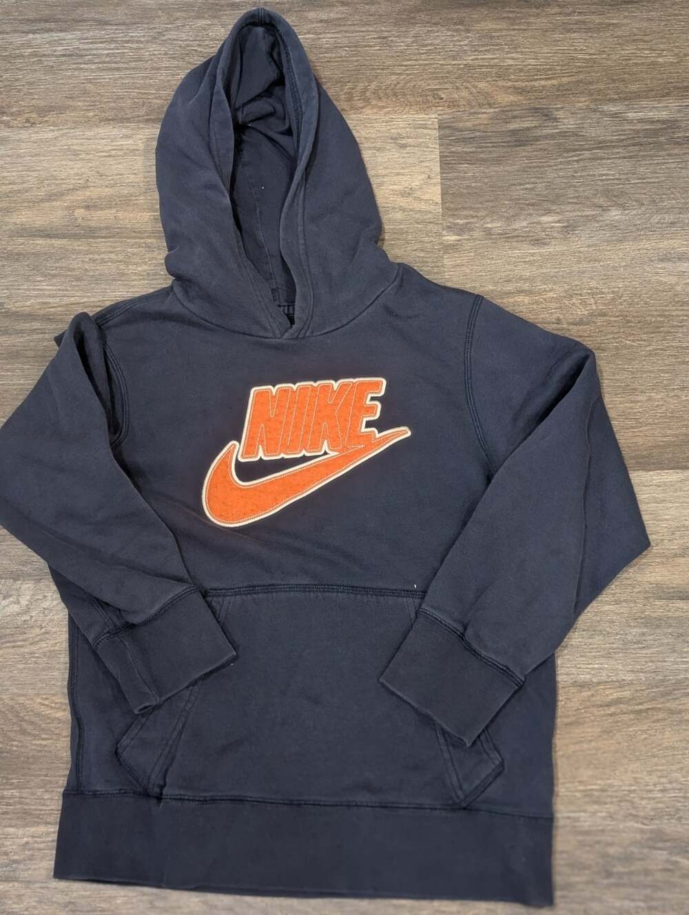 Nike Navy kids hoodie with orange swoosh size 8